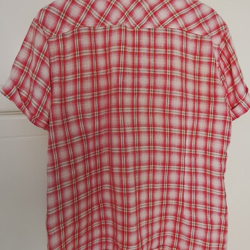 Scotch men's short-sleeve shirt XXL used, red and pink plaid linen