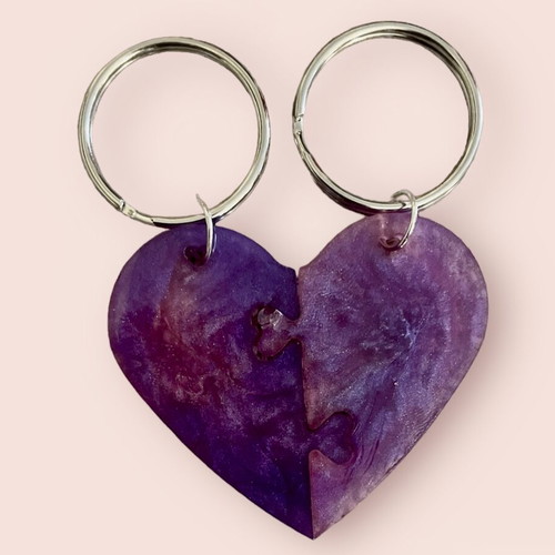 Handmade heart breakable keychains set of 2