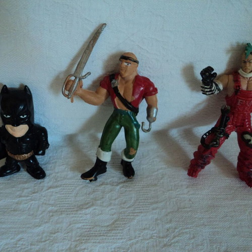 Action figures used, pirate, punk and Nestle Batman set of 3