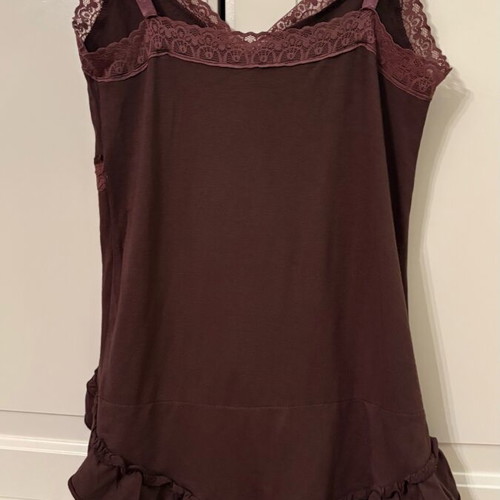 Imperial brown cami top with ruffles and lace size S like new