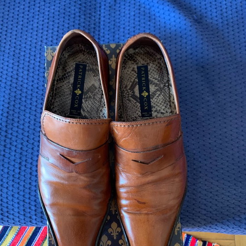 Patrick Cox shoes used, brown tan, size 44, slip-ons