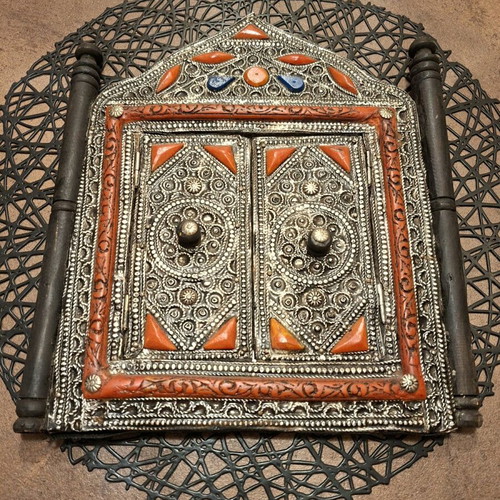 Vintage Moroccan Hand Crafted Silver Mirror used