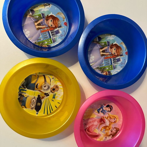 Children's bowls with heroes new, plastic