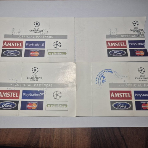 Panathinaikos Champions League tickets 2001-2002 season, set of 5
