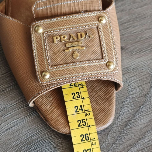 Prada vintage leather mules size 38 1/3 like new beige brown