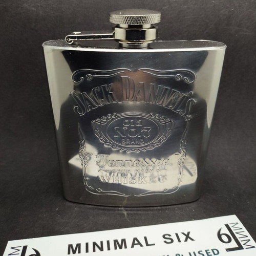 Jack Daniel's 2013 stainless steel flask used, 6 oz / 177 ml
