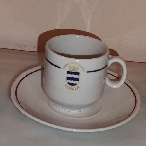 Collectible Greek coffee cups used, 3 pieces Lumidis and Ionia