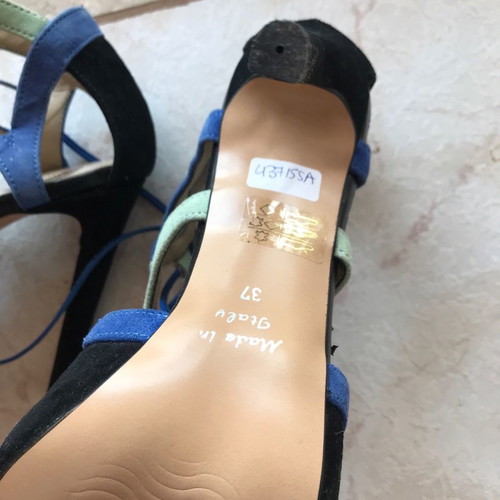 19V69 sandals new, leather, 9 cm heel, multicolor