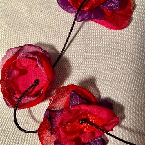 Handmade necklace with fabric flowers new, summer style