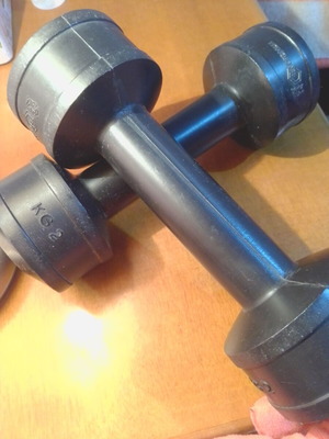 Set of two 2kg black dumbbells like new RECORDMAN