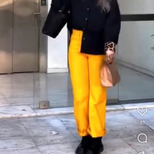 Marphils high-waisted yellow pants like new, size M