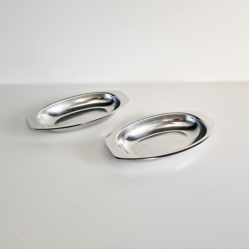 Set of 2 Serving Platters 18/10 Stainless Steel used, 19.5x10.5 cm