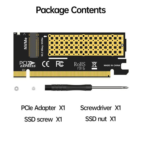 Jeyi M.2 NVME to PCIe X16 adapter PCIe 4.0 Gen4 64 Gbps