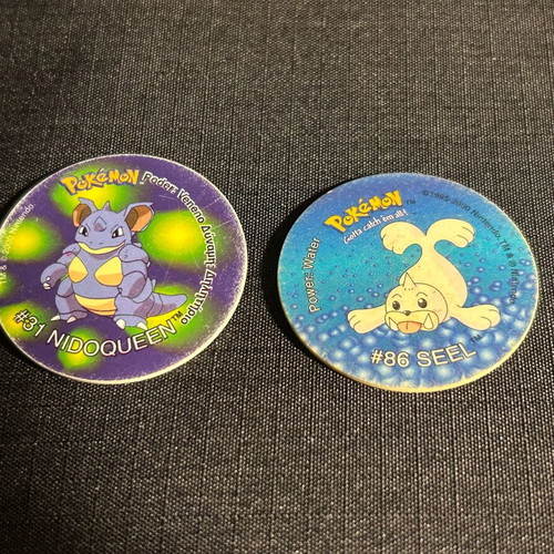 Pokemon Tazos used, pack of 2 Nidoqueen and Seel