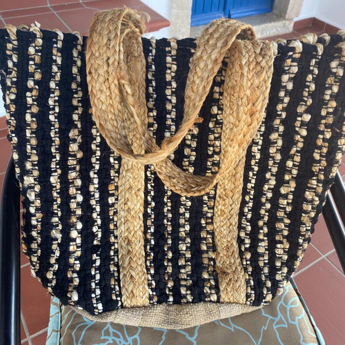 Ble Resort Collection black straw beach bag