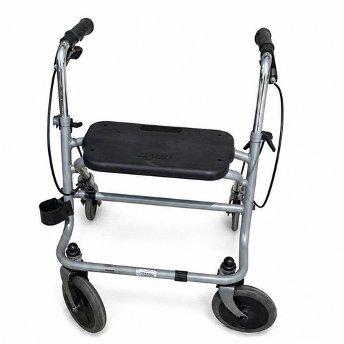 Rollator used with seat, hand brakes and adjustable handles