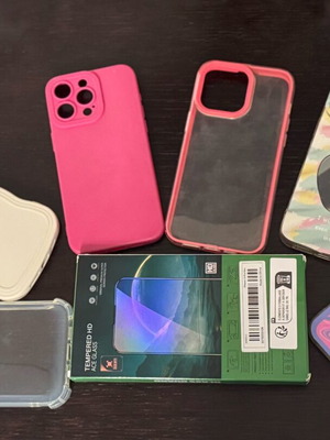 Πακέτο 9 αντικειμένων με θήκες για iPhone 15 Pro Max και privacy τζαμάκια καινούργιο