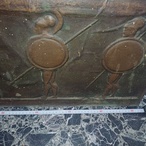 Vintage large embossed bas-relief wall art, Ancient Greek battle scene