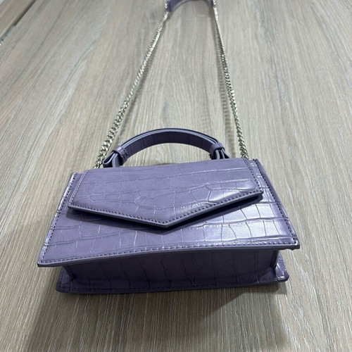 Zara purple croc effect handbag with chain new