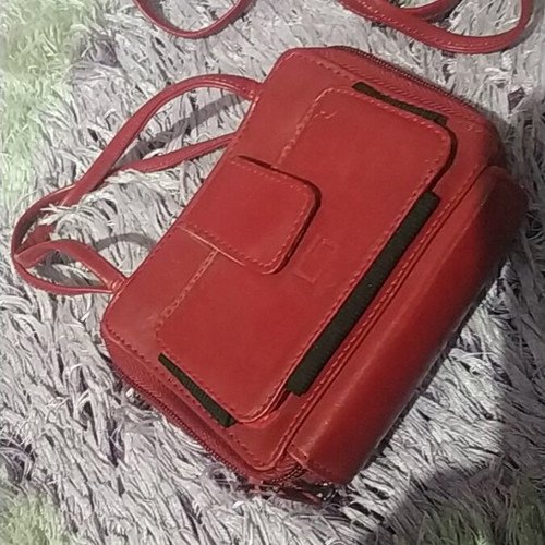 Bag set with wallet used, burgundy