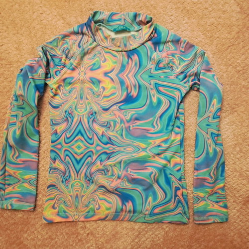 Tortue kids swimwear shirt used, multicolor, size 7-8 years