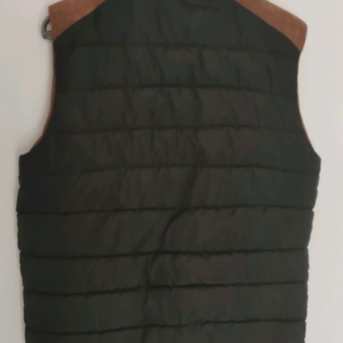 Sleeveless jacket black with brown corduroy used, XL