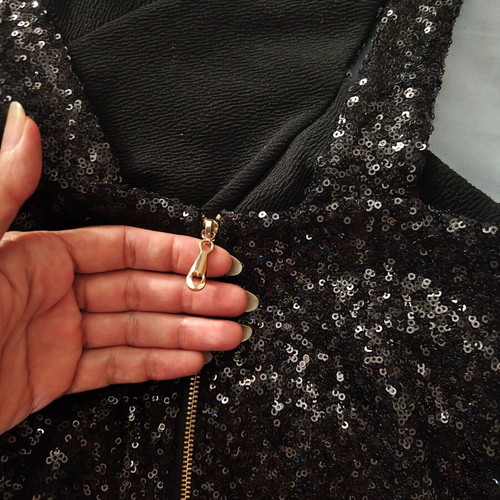 Italian black sequin crop top, size S