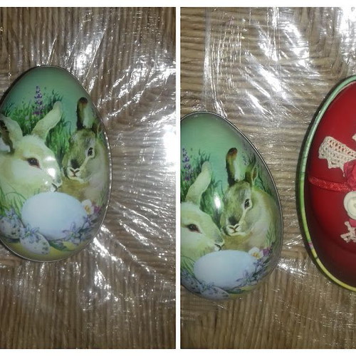 Easter candle in metal container egg new 12 cm