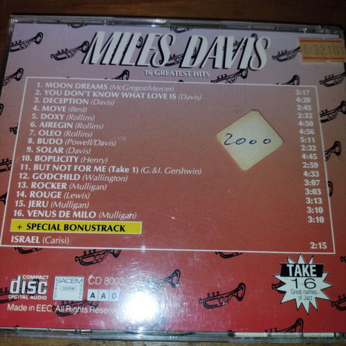 Miles Davis 16 Greatest Hits CD like new, jazz