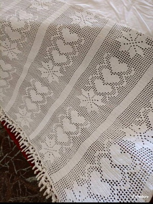 White Handmade Lace Curtain 60 Points 1.80x1.60 Meters New
