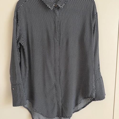 Mango women's black and white polka dot shirt like new with pearls