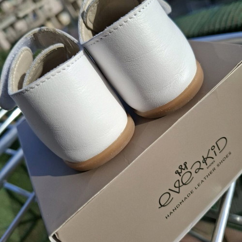 Baby leather shoes No19 Everkid new, white-gray