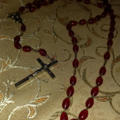 Nomination necklace with cross and Panagia like new, red and silver
