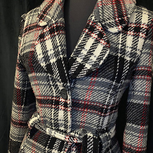 Women's checked coat used, size S, gray