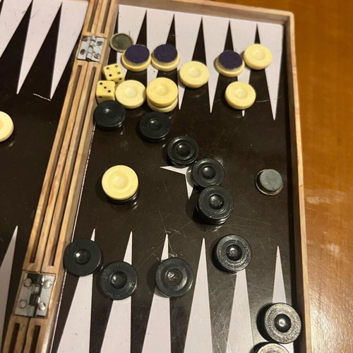 Vintage travel backgammon 1990s with magnetic pieces used