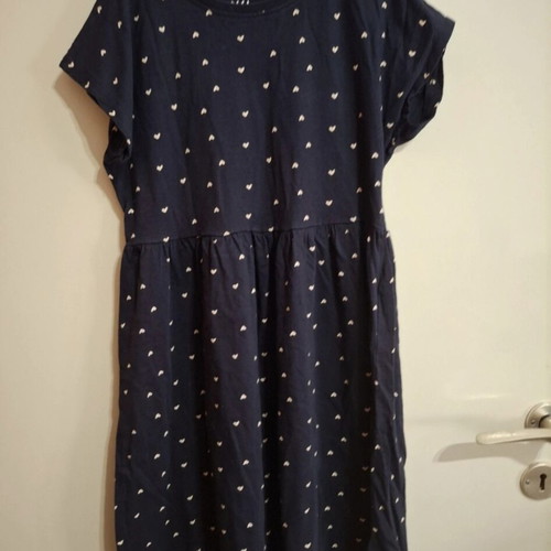 Yigga dress for girls 9-10 years, like new, dark blue with white hearts
