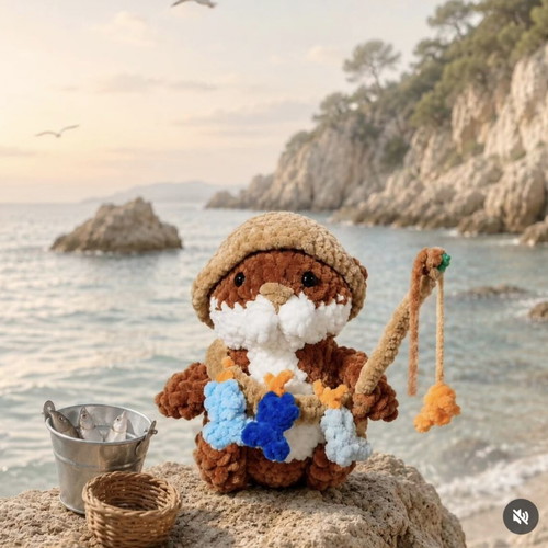 Fisherman Handmade Crochet Doll new
