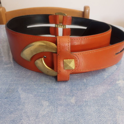 Wide women's belt vintage style, terracotta orange