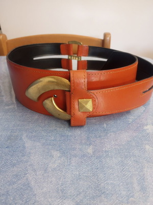 Wide women's belt vintage style, terracotta orange