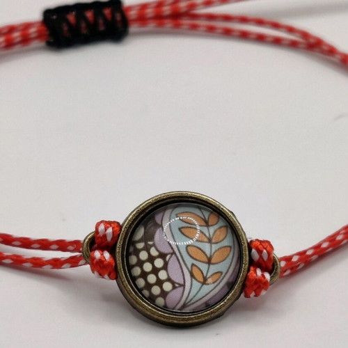Martaki bracelet with geometric leaves and adjustable cord multicolor new