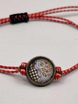 Martaki bracelet with geometric leaves and adjustable cord multicolor new