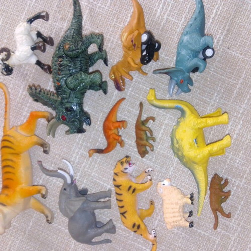 Set of dinosaur and wild animal figures like new