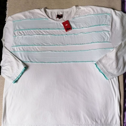 Duke men's long sleeve 5XL cotton shirt new, white turquoise