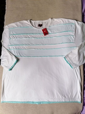 Duke men's long sleeve 5XL cotton shirt new, white turquoise