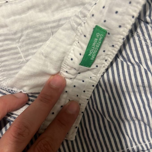 Benetton striped white and blue shorts, size XS
