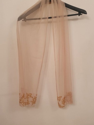 Transparent scarf used, beige, 170x30 cm