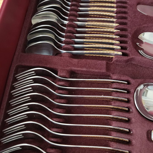 Solingen cutlery set 68 pieces stainless steel 18/10 gold details with luxury case