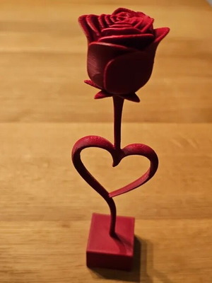 3D Printed Rose with Heart New, Romantic Gift with Name
