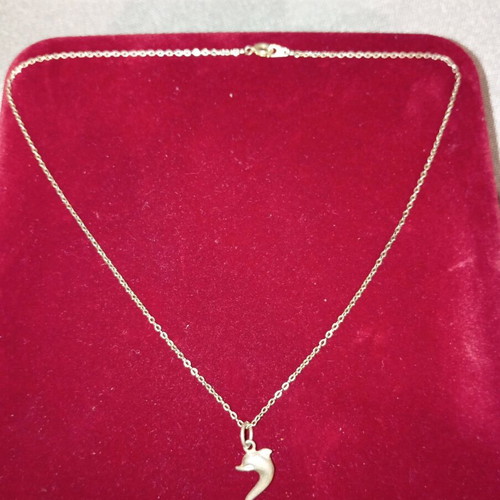 Silver 925 necklace with dolphin pendant, like new