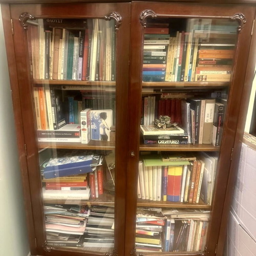 Wooden glass-door bookcase used, late 19th century